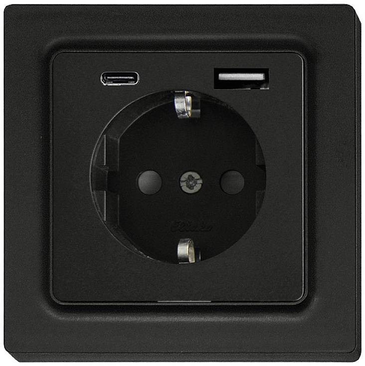 DSS55E+USBA+C-am Eltako Toma de corriente Bajo revoque, Fijación atornillada-0
