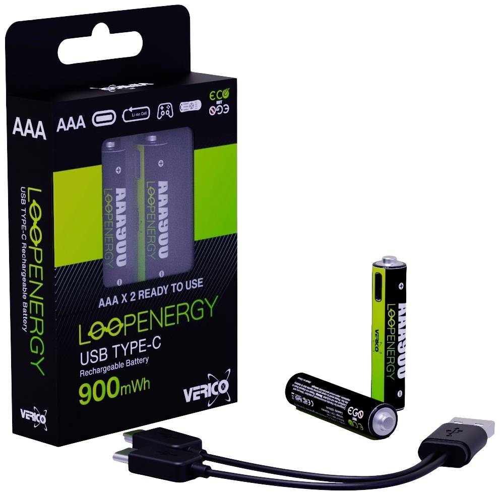 Verico Verico LoopEnergy AAA USB-C Micro-Akku 900mWh 2 St. Batería con USB-C® Li-Ion 600 mAh 1.5 V 2 ST-3