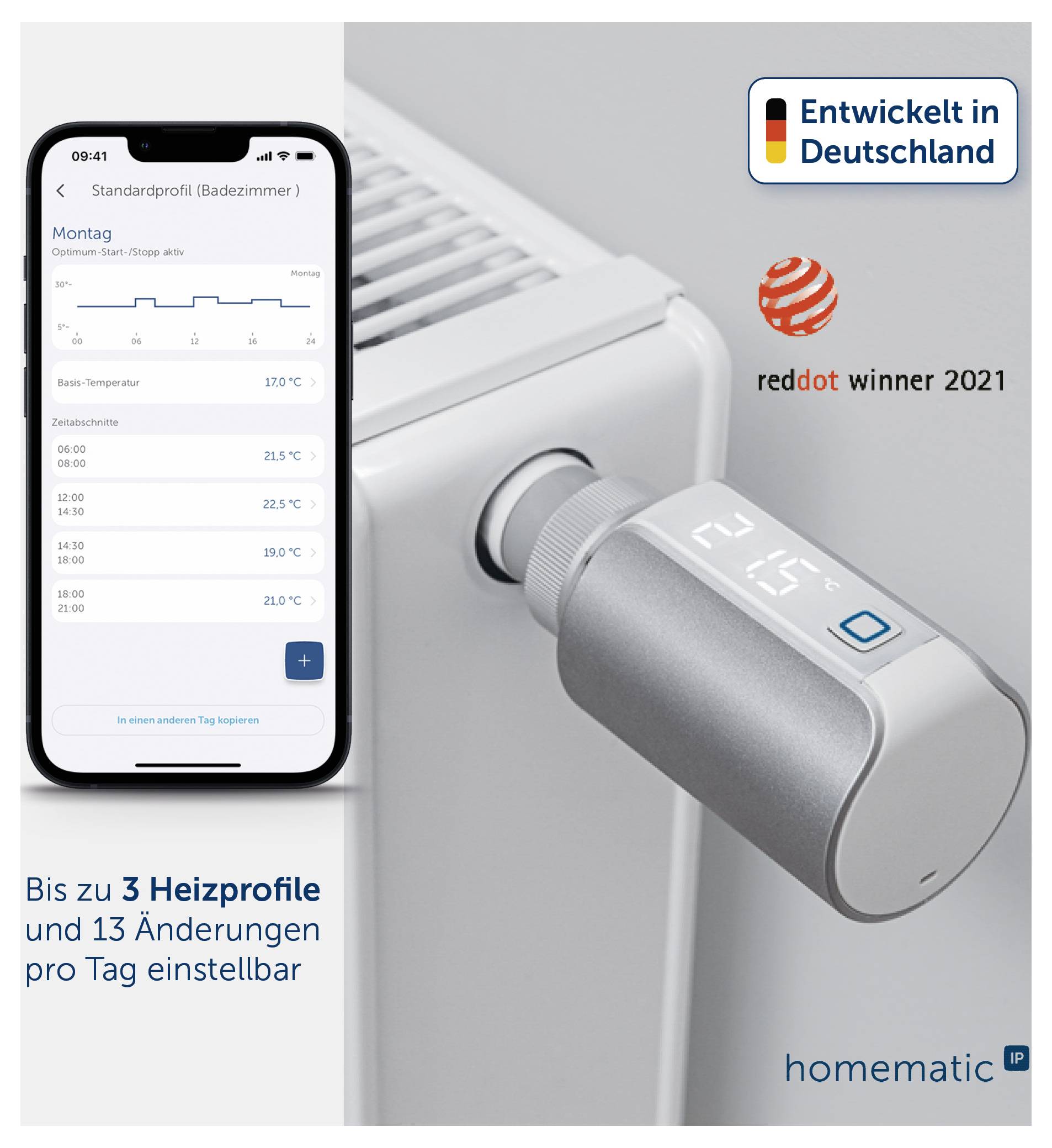 Homematic IP Radiotransmisión Termostato de radiador Evo - HmIP-eTRV-E-S-1
