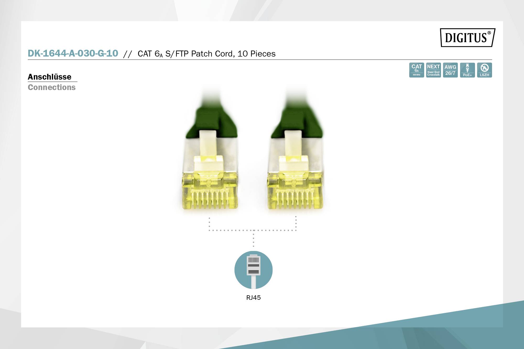 Digitus DK-1644-A-030-G-10 RJ45 Cable de red, cable de conexión CAT 6A S/FTP 3.00 m Verde 10 UD(S).-3