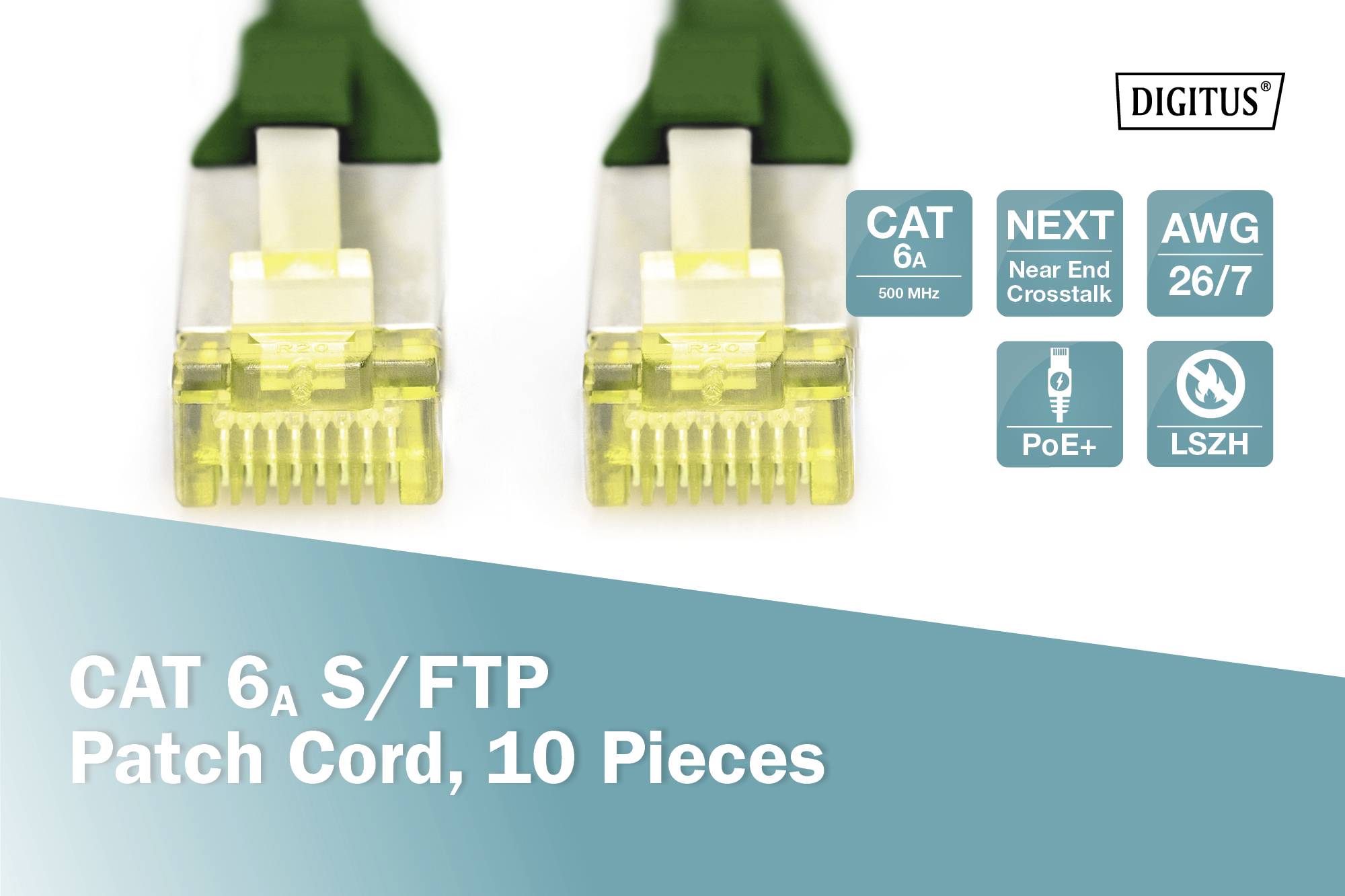 Digitus DK-1644-A-030-G-10 RJ45 Cable de red, cable de conexión CAT 6A S/FTP 3.00 m Verde 10 UD(S).-5