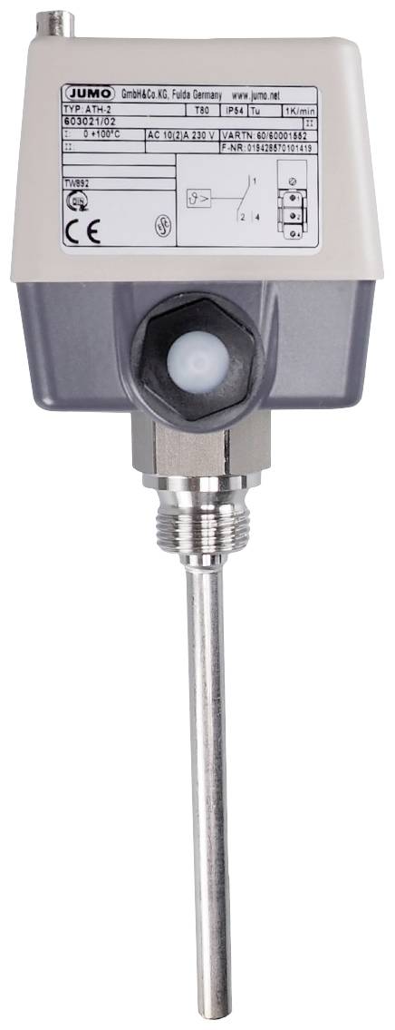 Jumo 60001552 Regulador de 2 puntos Control de temperatura Sensor de inmersión 125 °C (max.) Relé 10 A-2