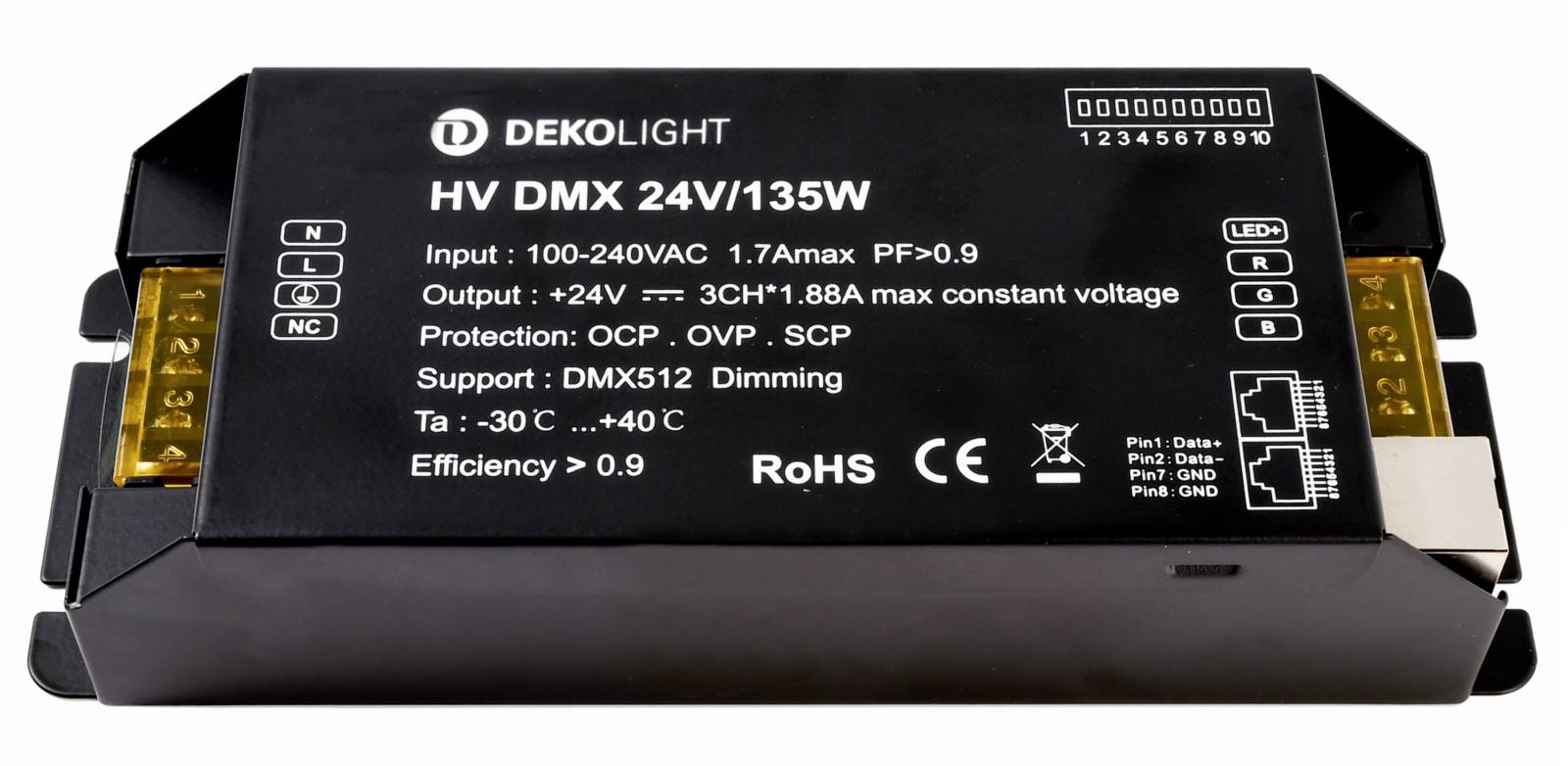 Deko Light BASIC, DIM, CV, HV DMX Transformador de LED Tensión constante 135 W 0 mA - 5.63 A 24 V/DC Atenuable 1 UD(S).
