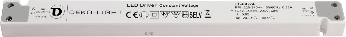 Deko Light LONG-FLAT, CV Transformador de LED Tensión constante 100 W 0 mA - 2.50 A 24 V/DC 1 UD(S).-0