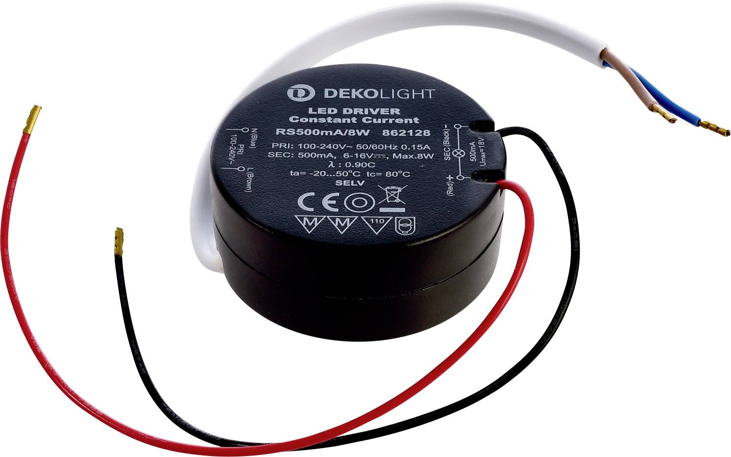 Deko Light ROUND, CC, RS500mA/8W Controlador de LED Corriente constante 8 W 500 mA - 0.50 A 6 - 16 V/DC 1 UD(S).