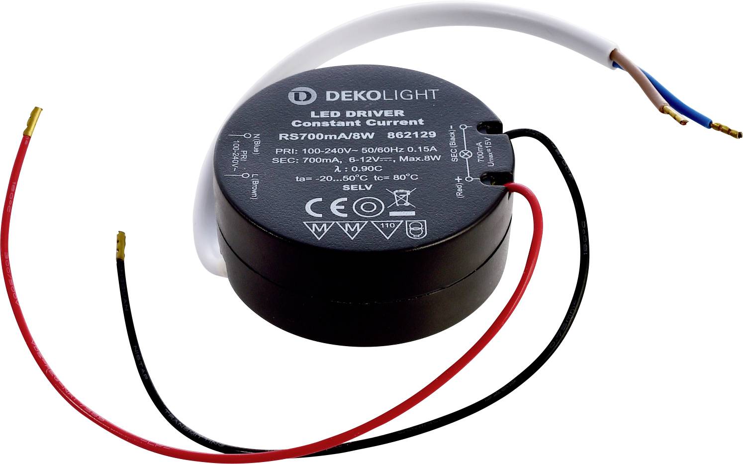 Deko Light ROUND, CC, RS700mA/8W Controlador de LED Corriente constante 8 W 0.70 A 6 - 12 V/DC 1 UD(S).