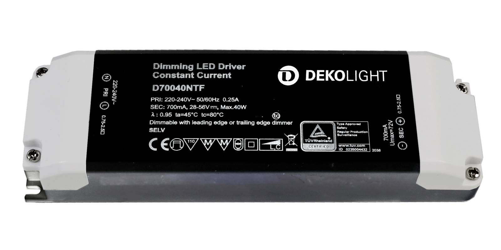 Deko Light BASIC, DIM, CC Controlador de LED Corriente constante 40 W 700 mA - 0.70 A 28 - 56 V/DC Atenuable 1 UD(S).-0