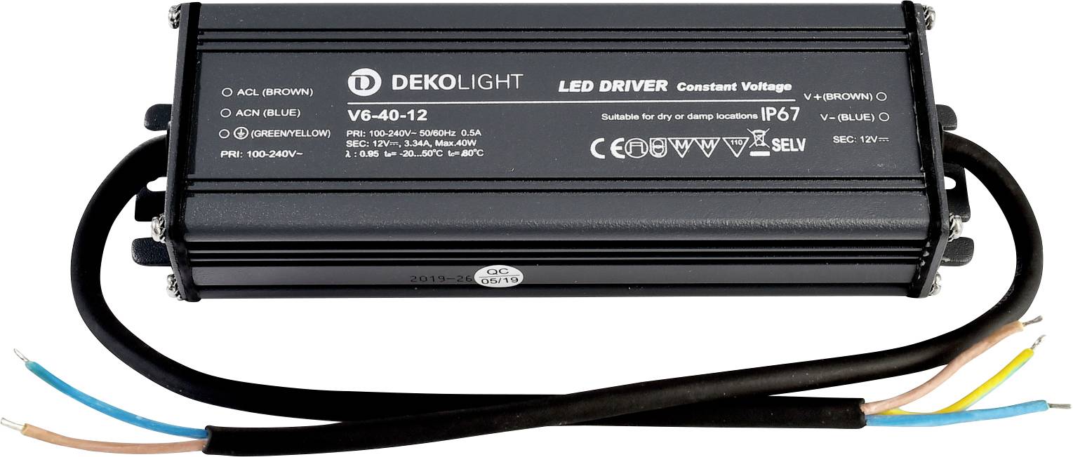Deko Light IP, CV, V Transformador de LED Tensión constante 0 mA - 3.34 A 12 V/DC 1 UD(S).