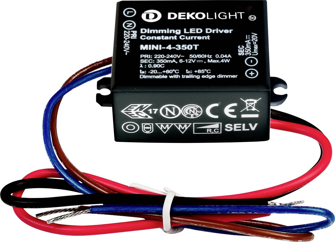 Deko Light MINI, DIM, CC Controlador de LED Corriente constante 4 W 350 mA - 0.35 A 6 - 12 V/DC Atenuable 1 UD(S).-0