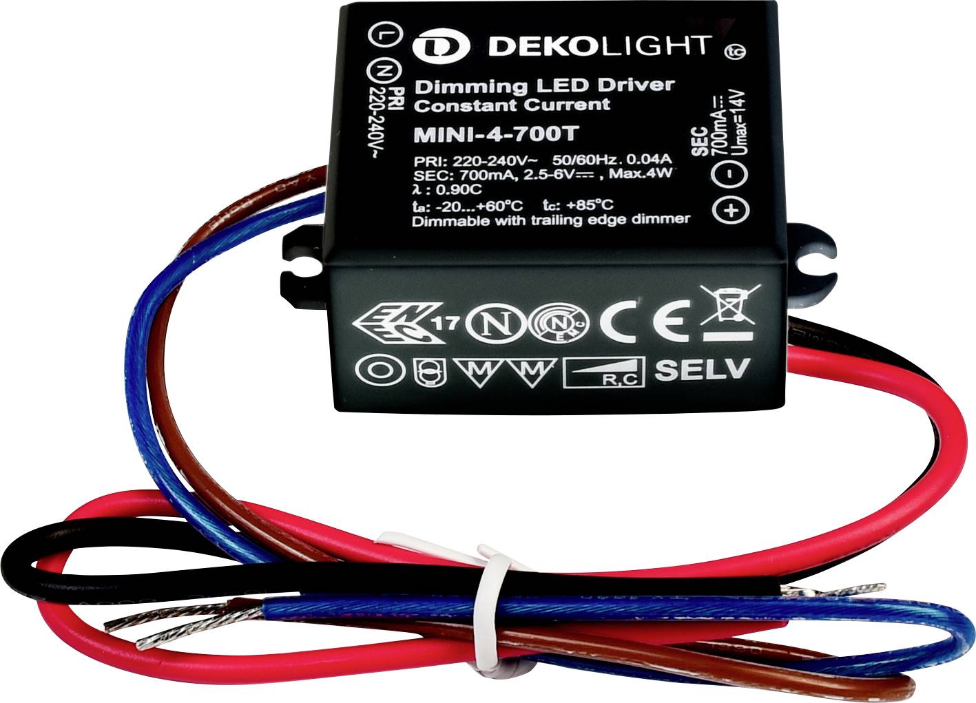 Deko Light MINI, DIM, CC Controlador de LED Corriente constante 4 W 700 mA - 0.70 A 2.5 - 6 V/DC Atenuable 1 UD(S).