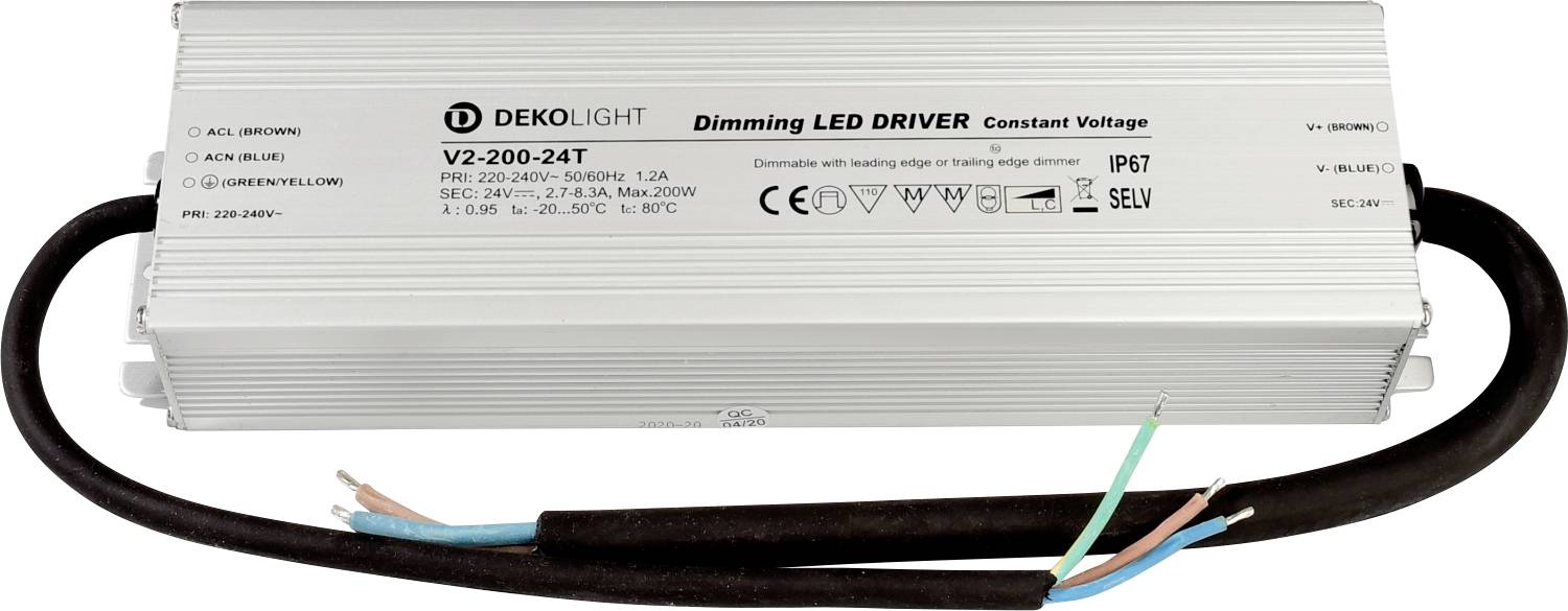 Deko Light IP, DIM CV Transformador de LED Tensión constante 200 W 2700 mA - 8.30 A 24 V/DC Atenuable 1 UD(S).