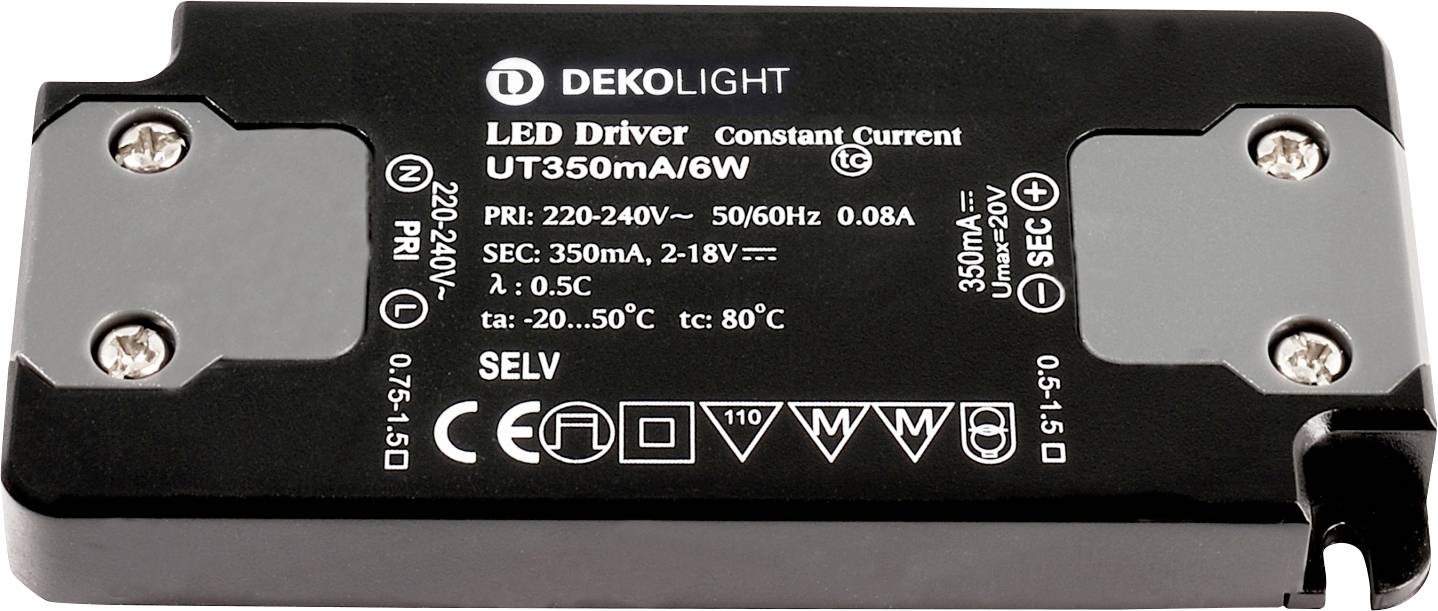 Deko Light FLAT, CC, UT Controlador de LED Corriente constante 6 W 0.35 A 2 - 18 V/DC 1 UD(S).
