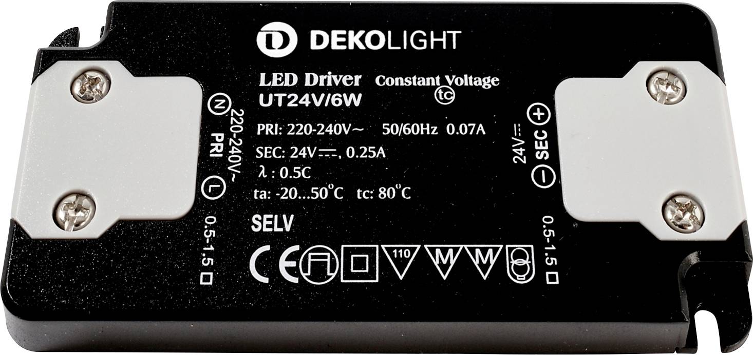 Deko Light FLAT, CC, UT Transformador de LED Tensión constante 0 mA - 0.25 A 24 V/DC 1 UD(S).-0