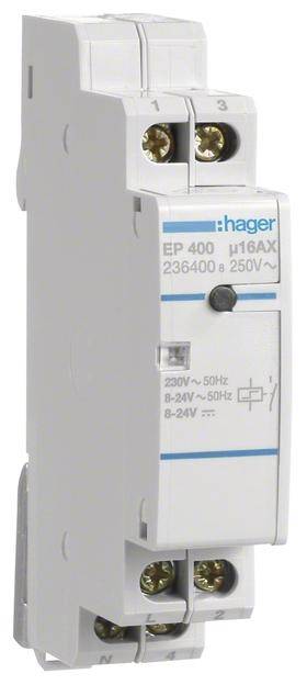 Interruptor de sobrecarga eléctrica Riel DIN o de perfil de sombrero Hager EP400 1 contacto NA 230 V/AC, 24 V/AC, 24 V/D-0