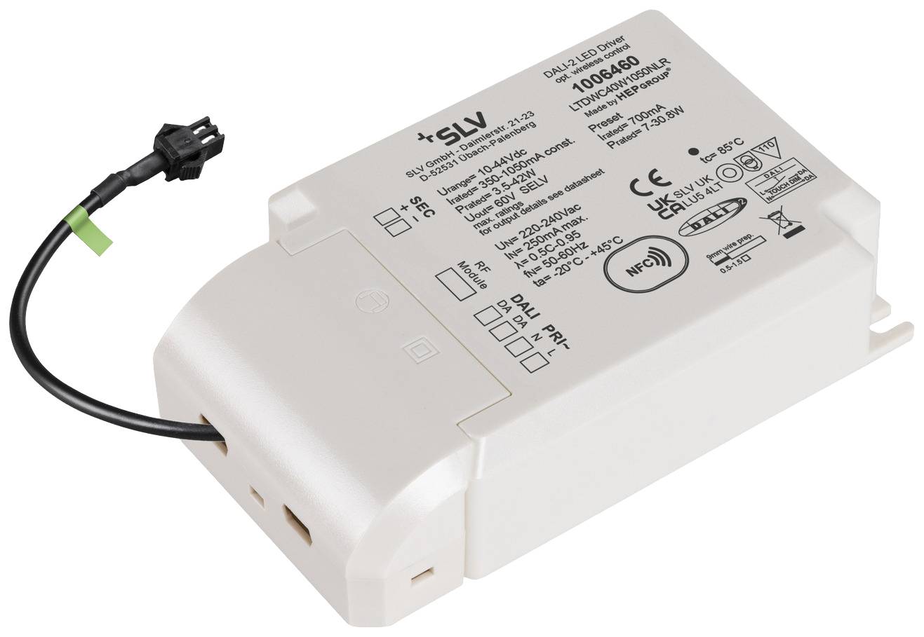 SLV 1006460 Controlador de LED Corriente constante 42 W 700 mA 10 - 44 V DALI, Atenuable 1 ST-1