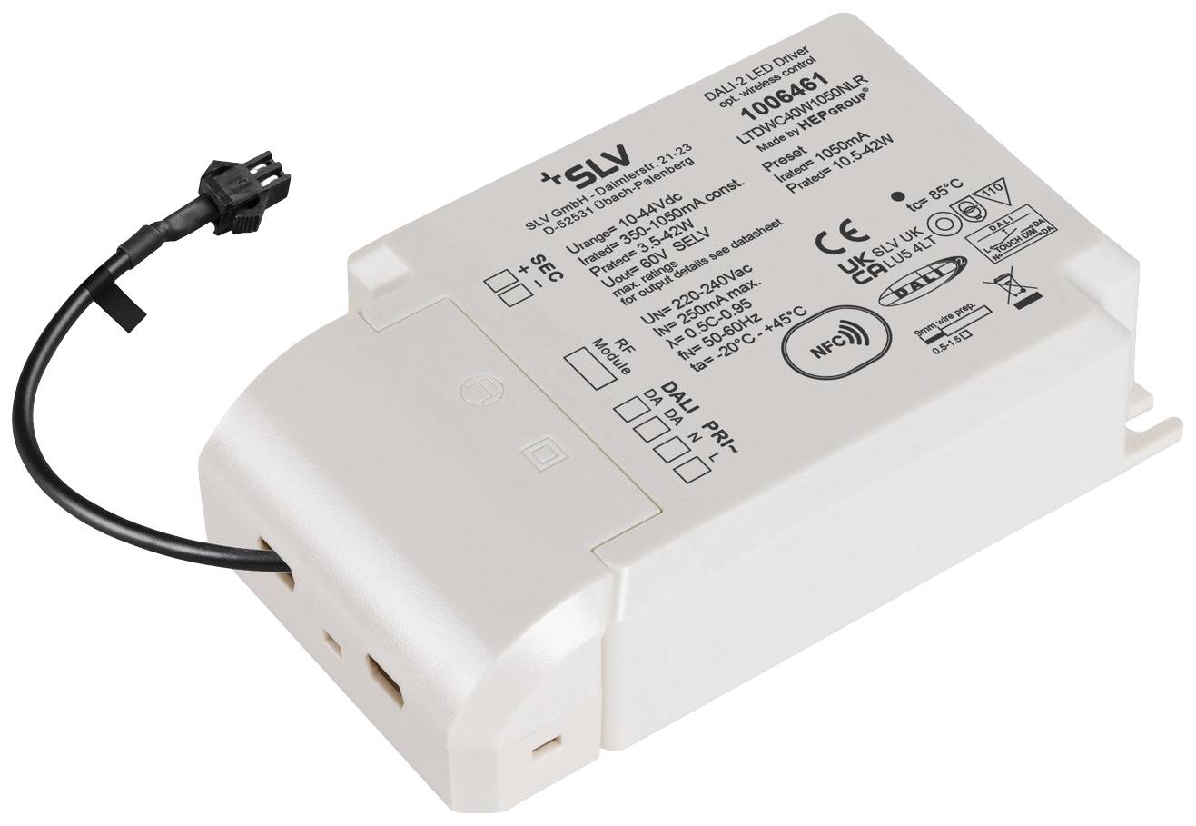 SLV 1006461 Controlador de LED Corriente constante 42 W 1050 mA 10 - 44 V DALI, Atenuable 1 ST-1