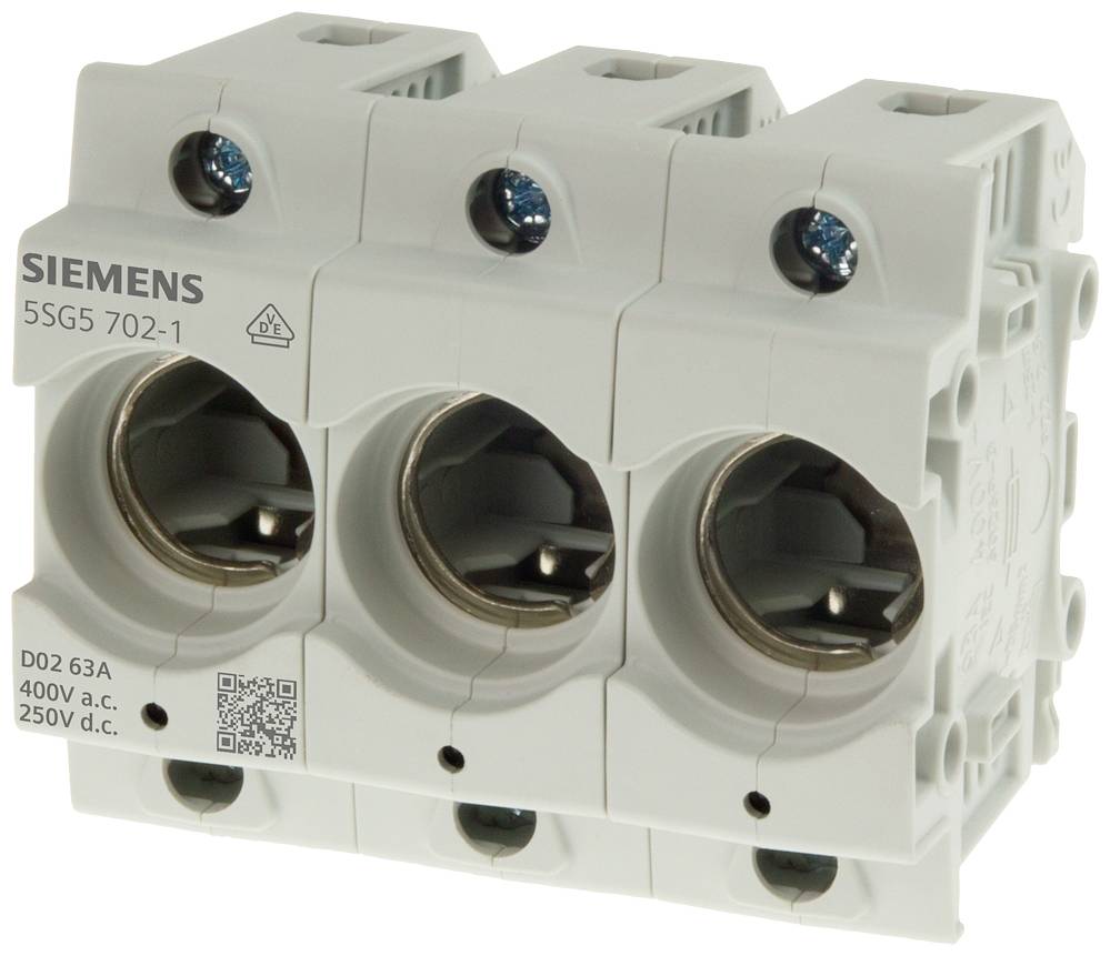 Siemens 5SG57021 Zócalo de fusibles Tamaño de fusible = D02 5 UD(S).-0