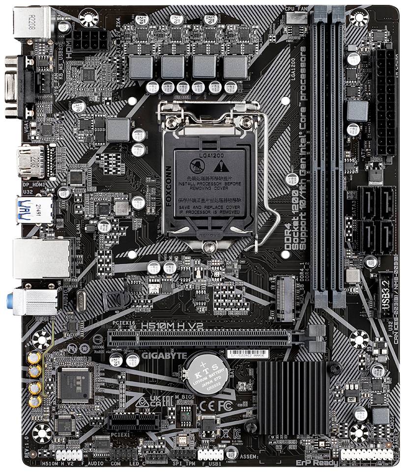 Gigabyte H510M H V2 Placa base Portalámparas Intel® 1200 Factor de forma Micro-ATX Placa base del circuito integrado aux-0