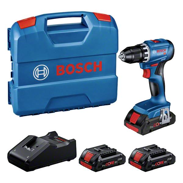 Bosch Professional GSR 18V-45 0615A5002N Destornillador a batería 18 V Li-Ion Incl. 3.ª batería, Incluye cargador, Sin cepillo