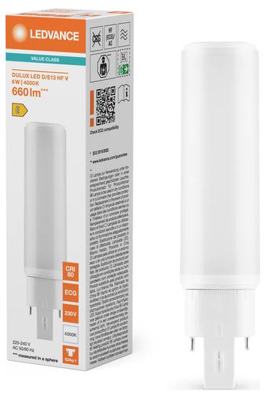 LEDVANCE 140977.LE.00.01 LED Clase de eficiencia energética E (A - G) G24-q-1, 4-Stift Forma de varilla 6 W = 13 W Blanc-3