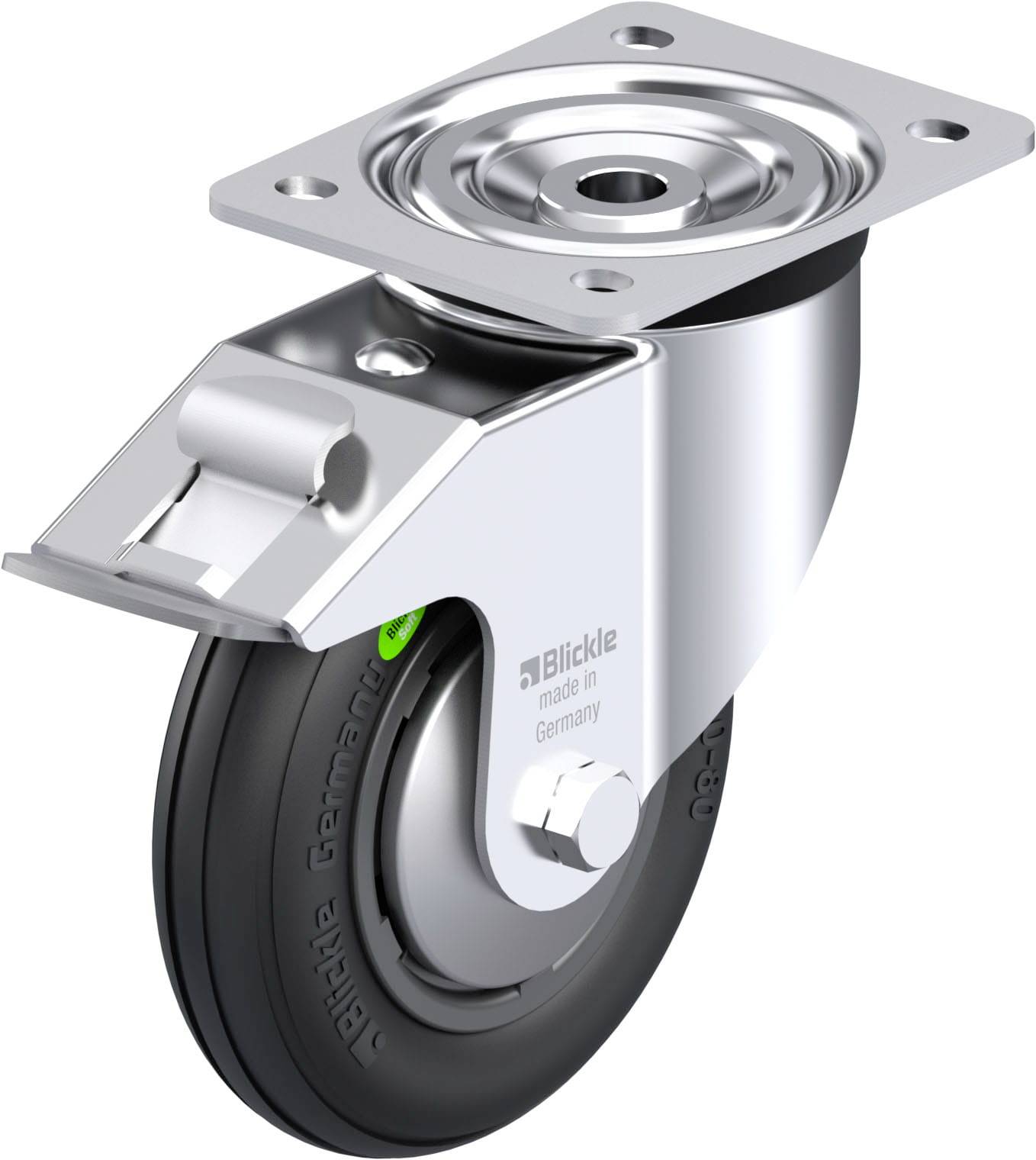 Blickle 849944 L-VWPP 160R-FI-FA Rueda articulada de chapa de acero Diámetro de la rueda: 160 mm Capacidad de carga (máx.): 70 kg 1 UD(S).