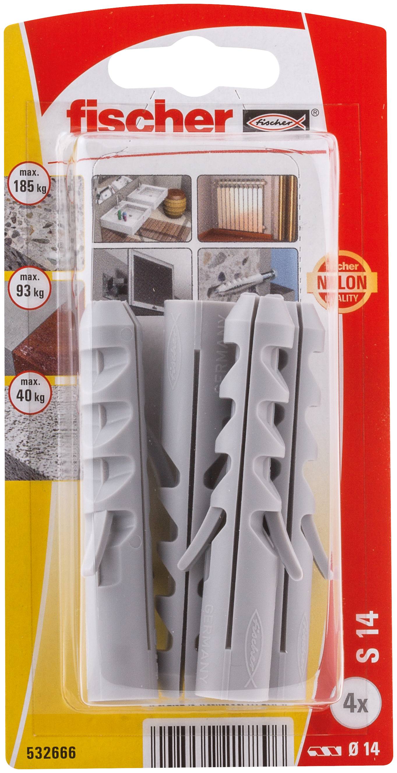 Fischer 532666 S 14 K NV Taco de cuña 75 mm 14 mm 1 Set