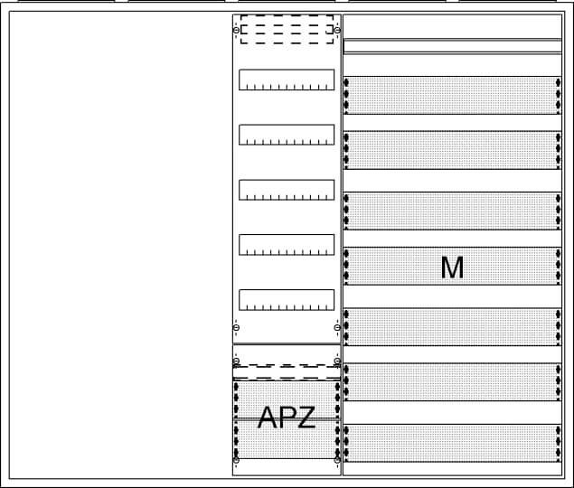 Striebel & John 2CPX054300R9999 AA57A2AMM Armario del distribuidor Bajo revoque, Sobre revoque, Parcialmente subterráneo Número de divisiones = 3 Número de series = 57 Contenido 1 UD(S).