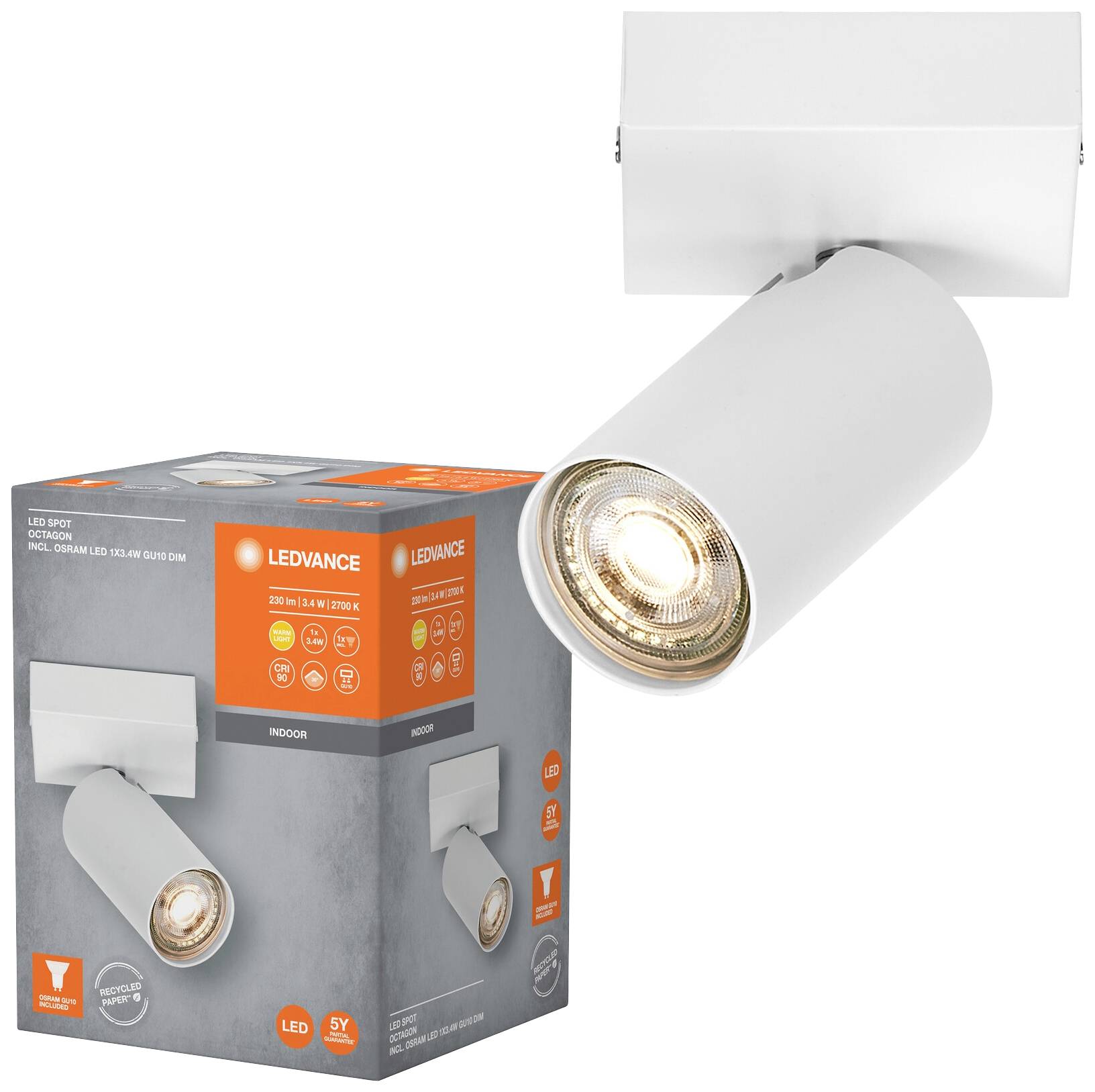 LEDVANCE 4058075833197 SPOT OCTAGON 1X3.4W Difusor LED de techo LED GU10 3.40 W Blanco-4
