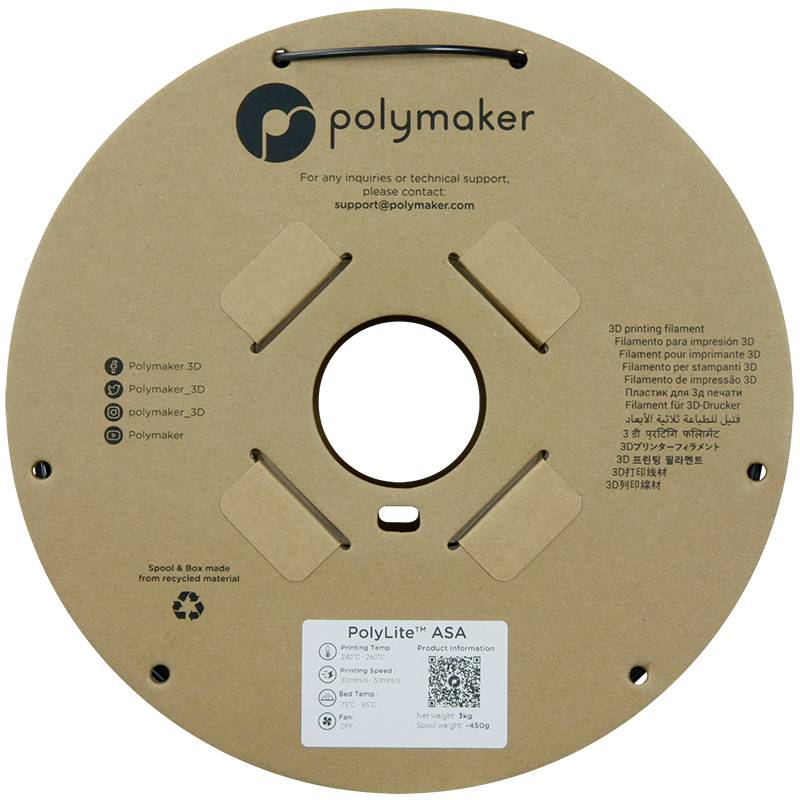 Polymaker PF01024 Black Filamento ASA Resistente a los rayos UV, Resistente a la intemperie, Resistente al calor, Resist-1