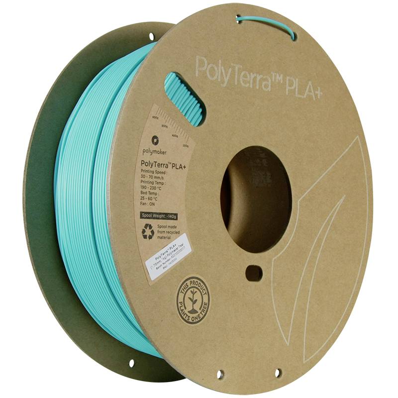 Polymaker PA05004 Regular Filamento PLA Menor contenido de plástico, Elevada rigidez 1.75 mm 1000 g Verde azulado PolyTerra™ 1 ST