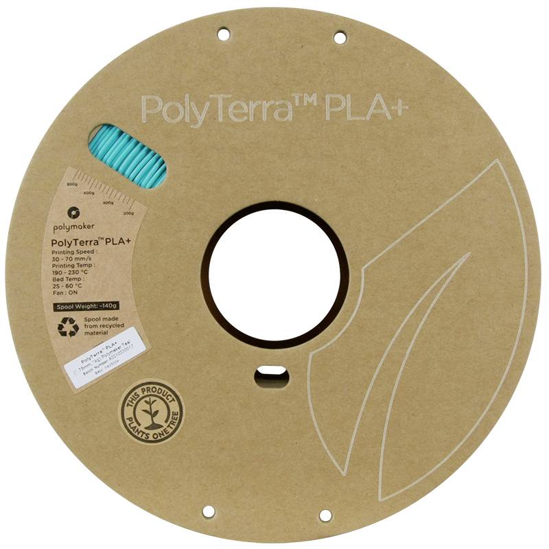 Polymaker PA05004 Regular Filamento PLA Menor contenido de plástico, Elevada rigidez 1.75 mm 1000 g Verde azulado PolyTe-1