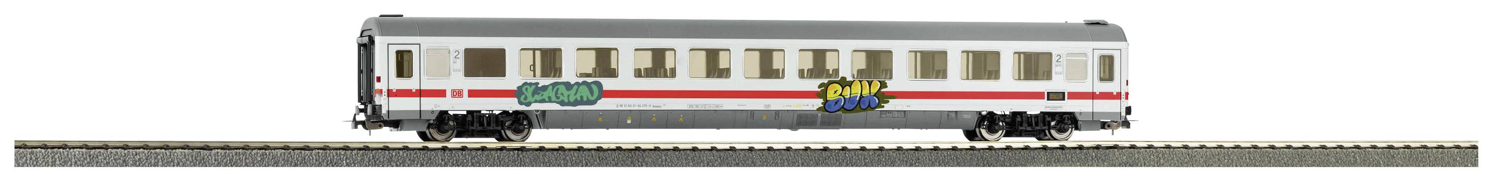 Piko H0 58847 Vagón de pasajeros H0 Bvmmz 187 de DB AG Vagón de pasajeros Bvmmz 187 de segunda clase con grafitis