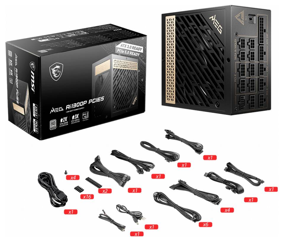 MSI MEG Ai1300P PCIE5 Fuente de alimentación para PC 1300 W ATX 80 PLUS Platinum-4