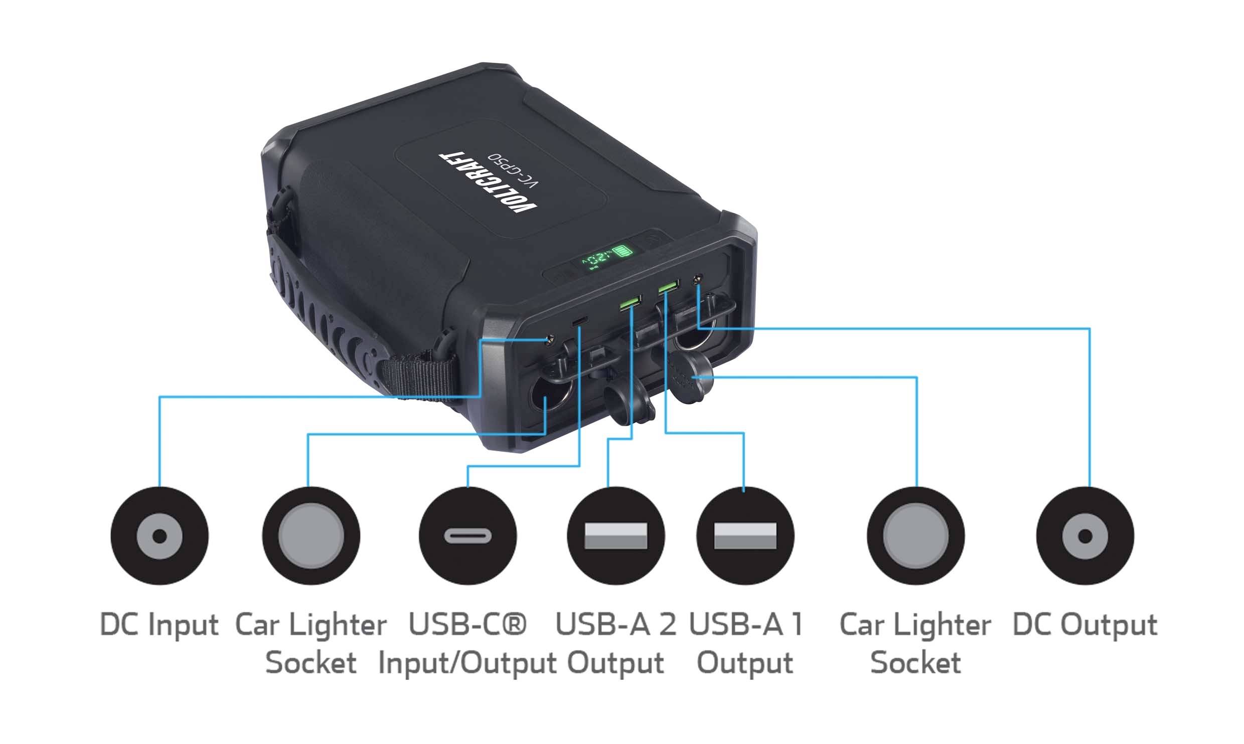 VOLTCRAFT VC-GP50 Batería externa (batería adicional) 96000 mAh Power Delivery 2.0 Li-Ion Negro (mate) Carga y descarga -11