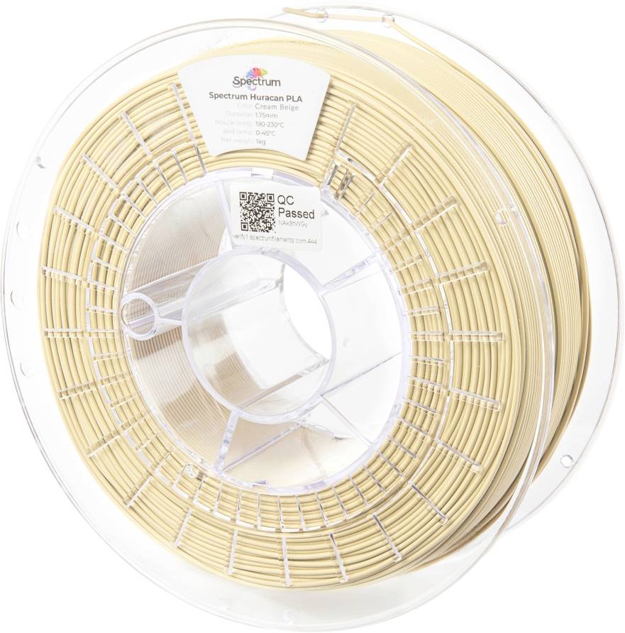 Spectrum Filaments 80922 Huracan PLA CREAM BEIGE Filamento PLA Filamento de alta velocidad, Índice de extrusión aumentado 1.75 mm 1000 Beige 1 UD(S).