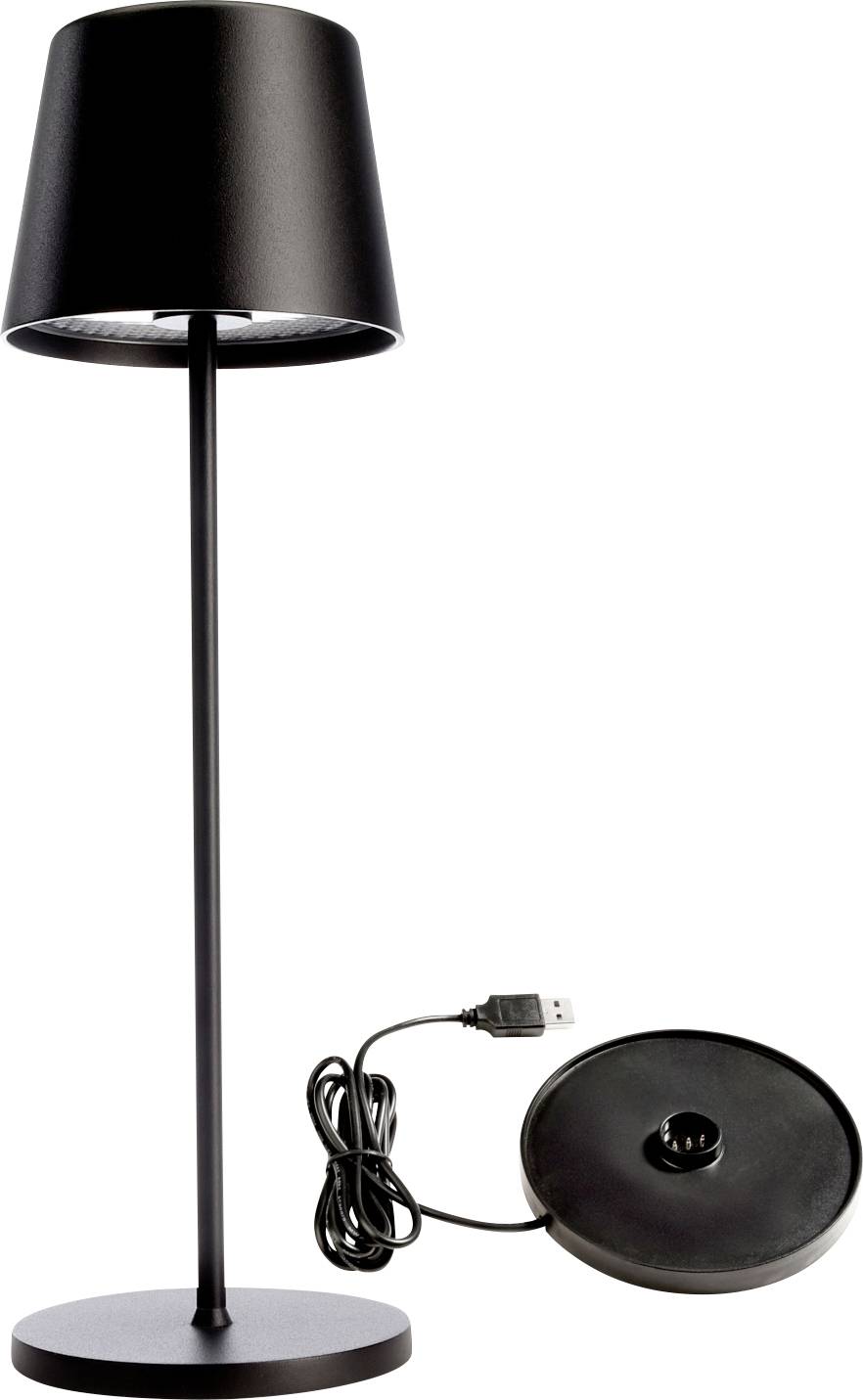 Deko Light 620200 Canis Lampara de mesa LED a batería 3.5 W Blanco cálido Schwarz