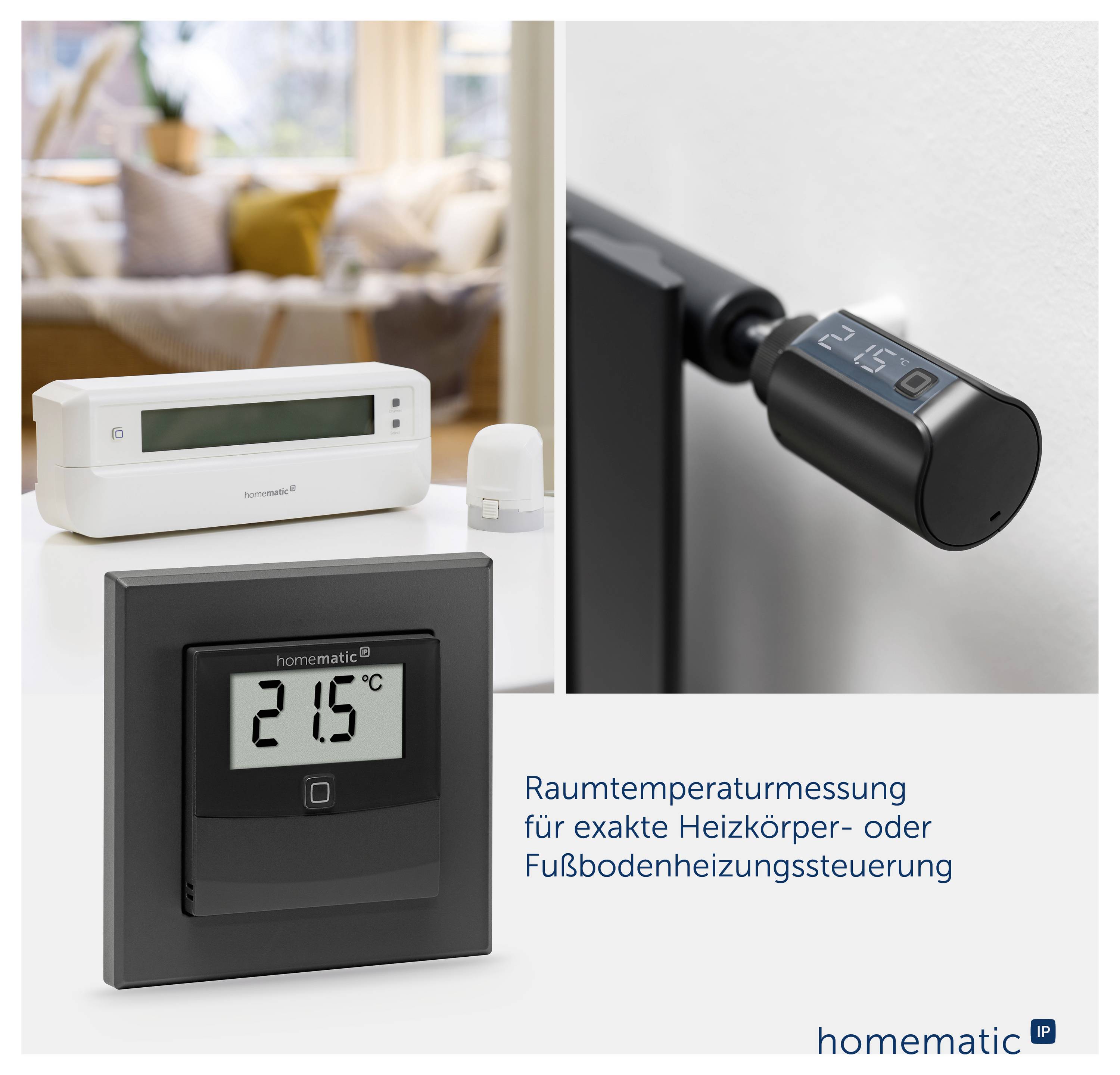 Homematic IP Radiotransmisión Sensor de temperatura y sensor de humedad del aire HmIP-STHD-A-3