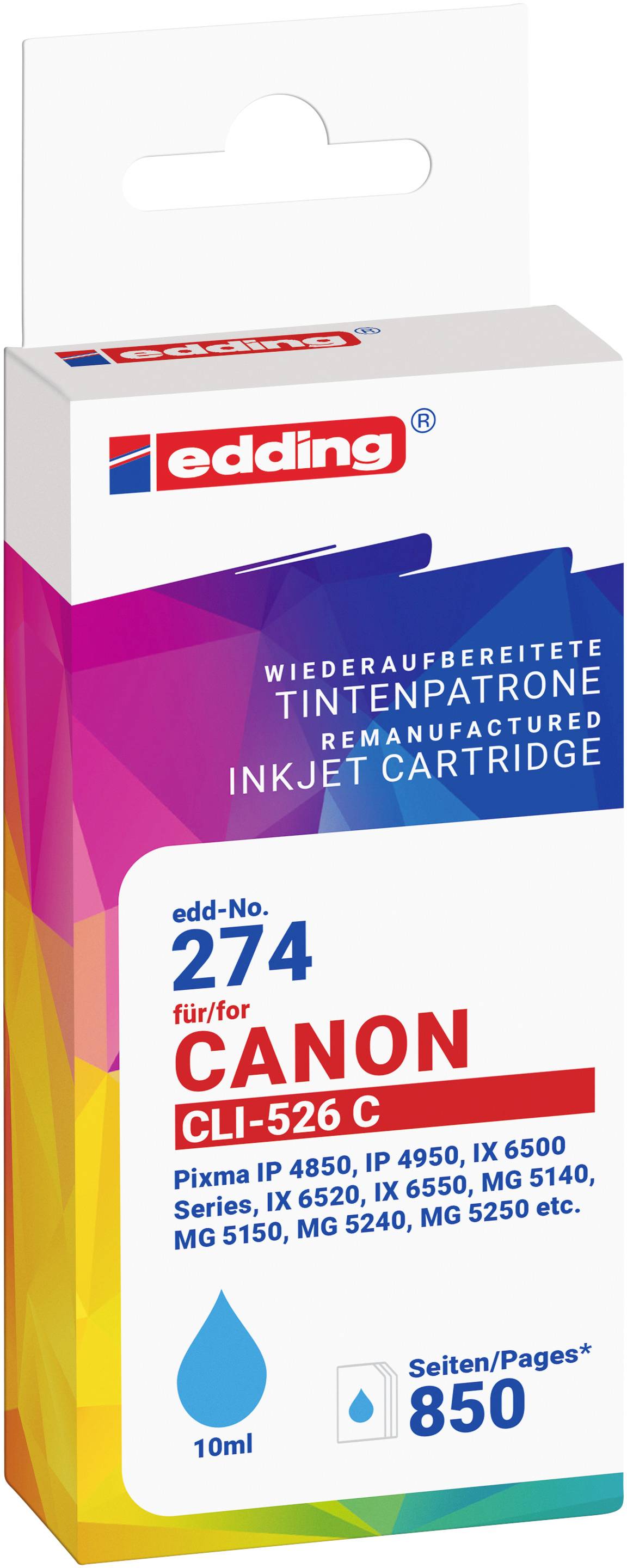 Edding Ink reemplaza Canon CLI-526C Compatible Cian EDD-274 18-274-01-0