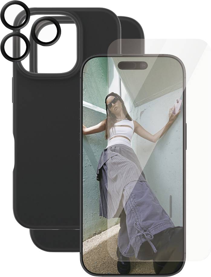 PanzerGlass CARE by ® Panzerglas 3-in-1 Protection Cubierta trasera Apple iPhone 16 Pro Schwarz, Transparente Carga indu-0