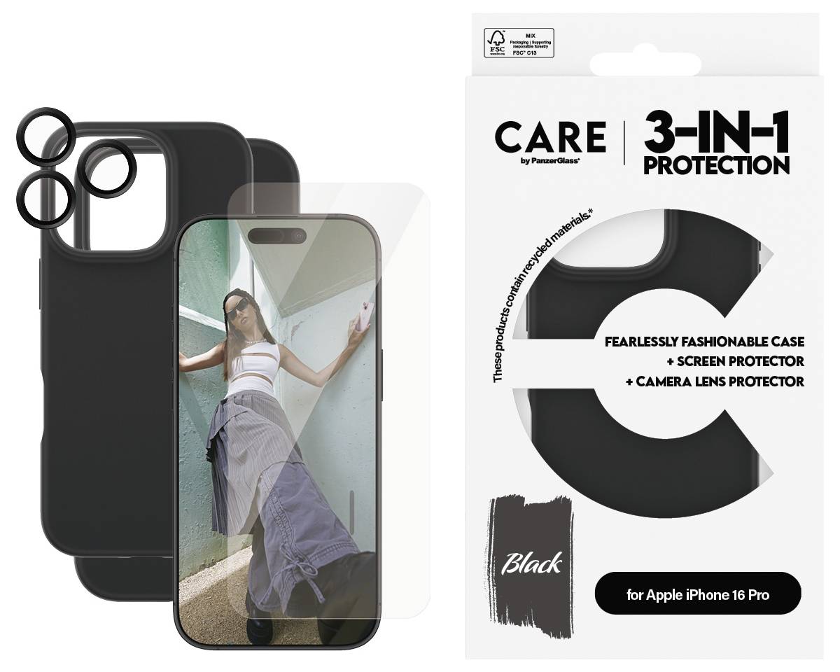 PanzerGlass CARE by ® Panzerglas 3-in-1 Protection Cubierta trasera Apple iPhone 16 Pro Schwarz, Transparente Carga indu-3