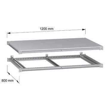 Schneider Electric NSYSFNC128 Marco inferior y superior, PanelSeT SFN, para armarios eléctricos de 1200 x 800 mm (ancho -3