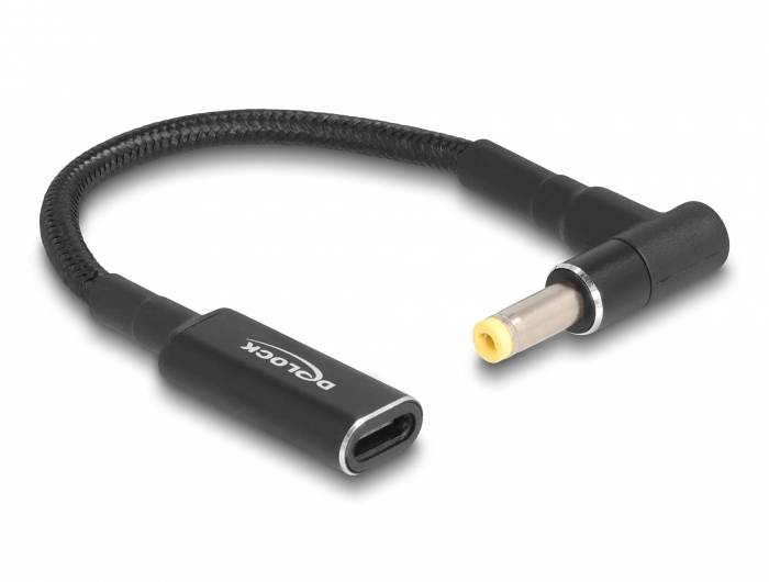 Delock Cable de carga USB Conector hembra USB-C® , Conector CC 4,8 mm 0.15 m Schwarz Salida de cable acodada 60033-0