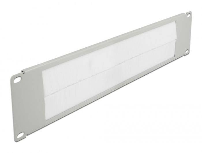 Delock 66536 19 In. Tira de escobilla para armario rack 2 U Gris-0