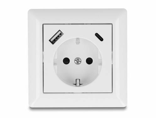 Delock 11499  Enchufe encastrable  Con USB-C®, Con USB  Blanco