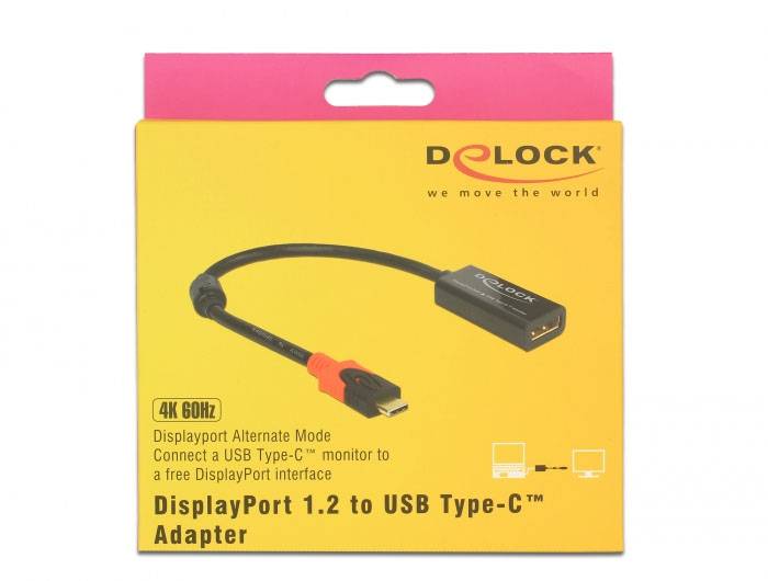 Delock 63928 USB-C® / DisplayPort Adaptador [1x Conector USB-C® - 1x Conector hembra DisplayPort] Schwarz, Rot 0.20 m-0