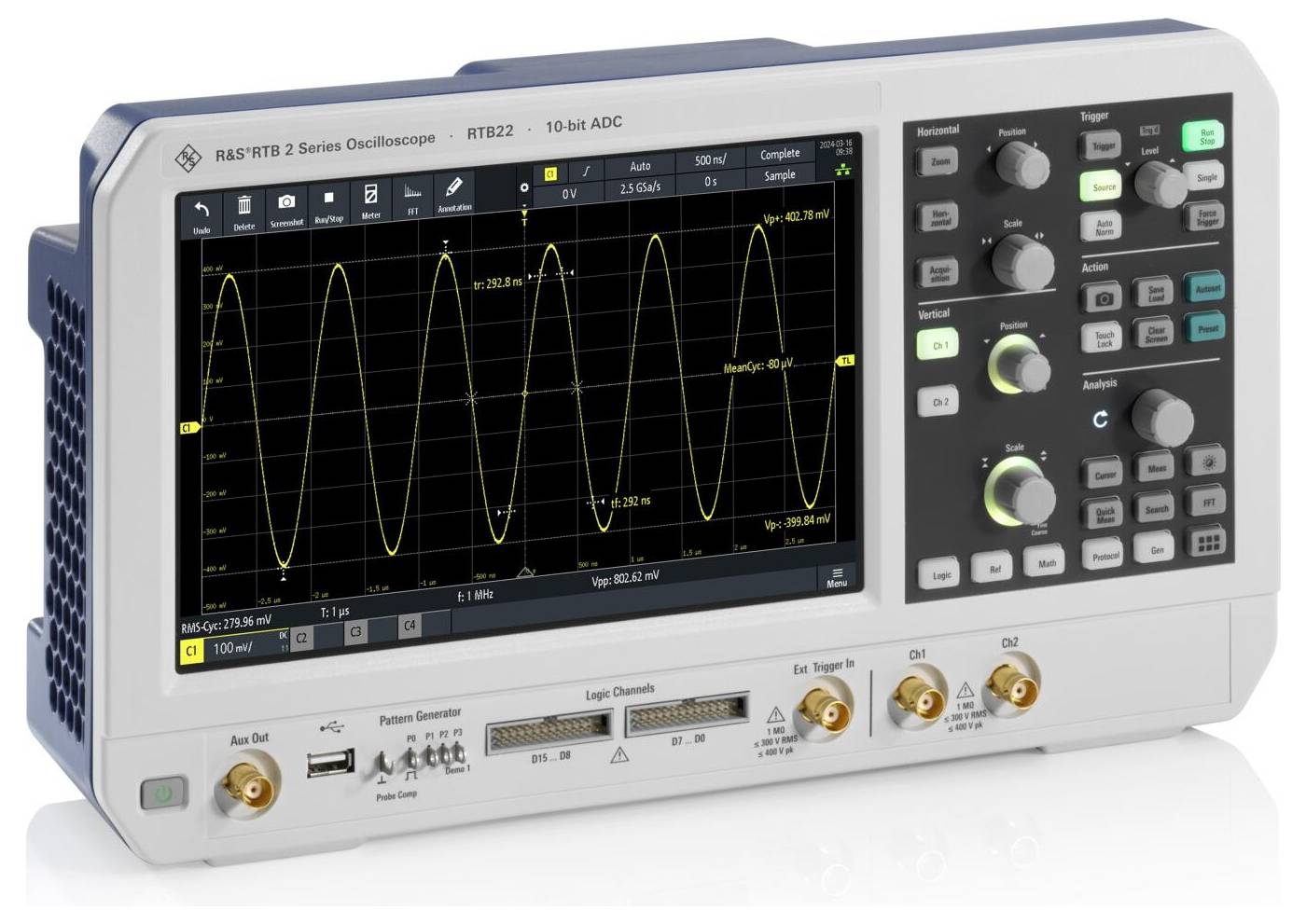 Rohde & Schwarz R&S®RTB22-300 Osciloscopio digital 300 MHz 20 Mpts 10 Bit Memoria digital (DSO) 1 UD(S).-1