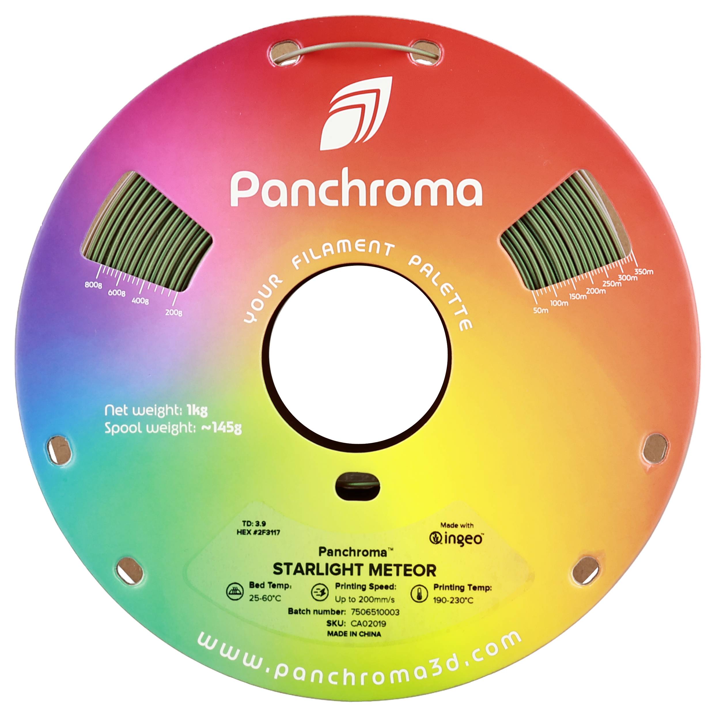 Polymaker CA02019 Panchroma™ Starlight Filamento PLA Multicolor, Cambio de color 1.75 mm 1000 g Starlight Meteor, Verde -1