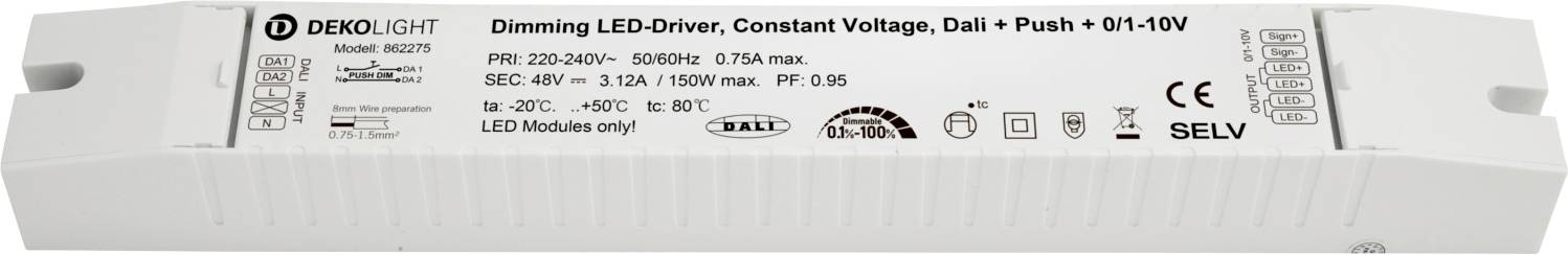 Deko Light BASIC, DIM, CV, LCP150AD-1H48V Transformador de LED Tensión constante 3125 mA 48 V/DC Atenuable 1 UD(S).