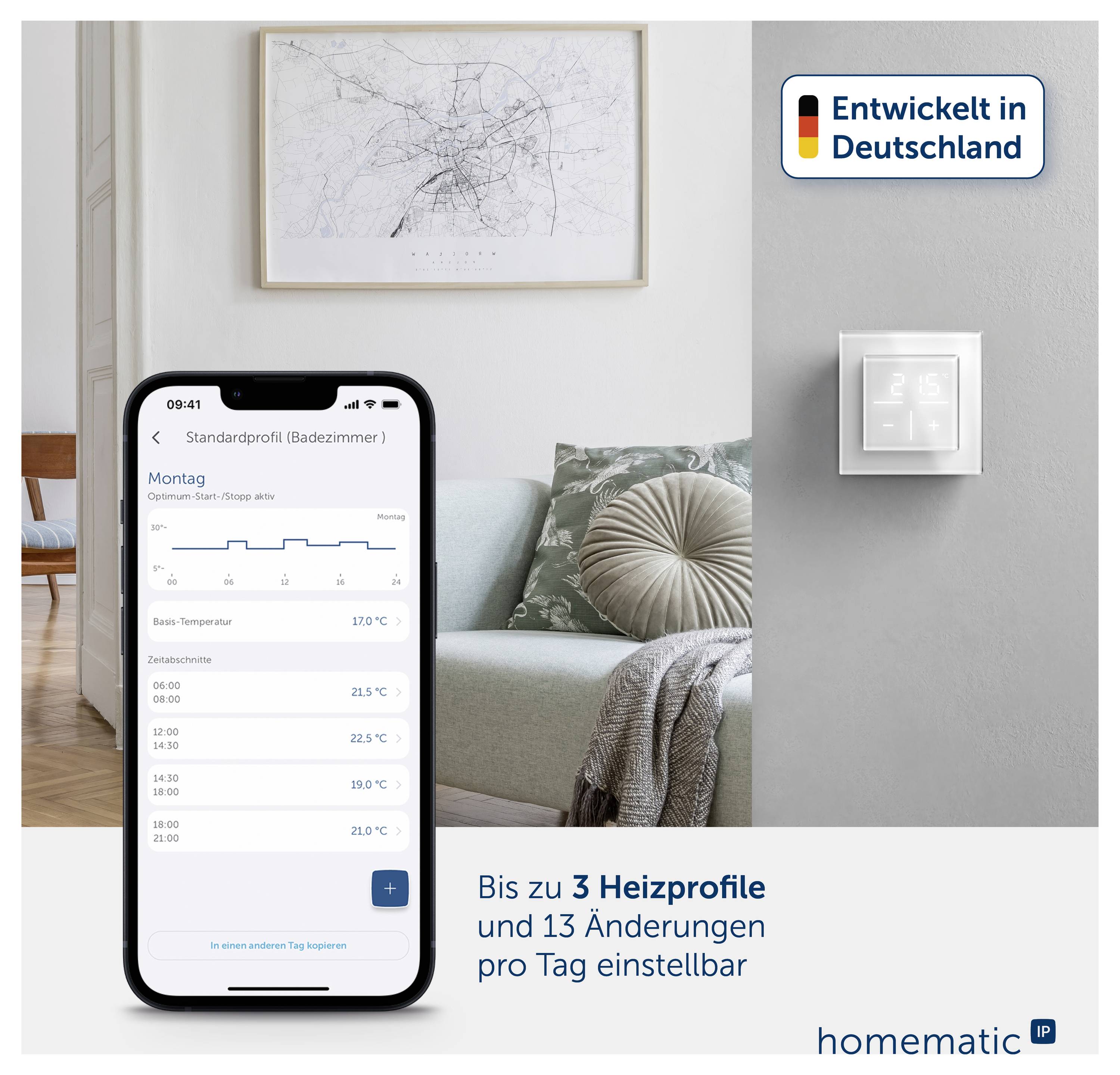 Homematic IP Termostato de pared IP Funk Glas-Wandthermostat mit CO2-Sensor-1