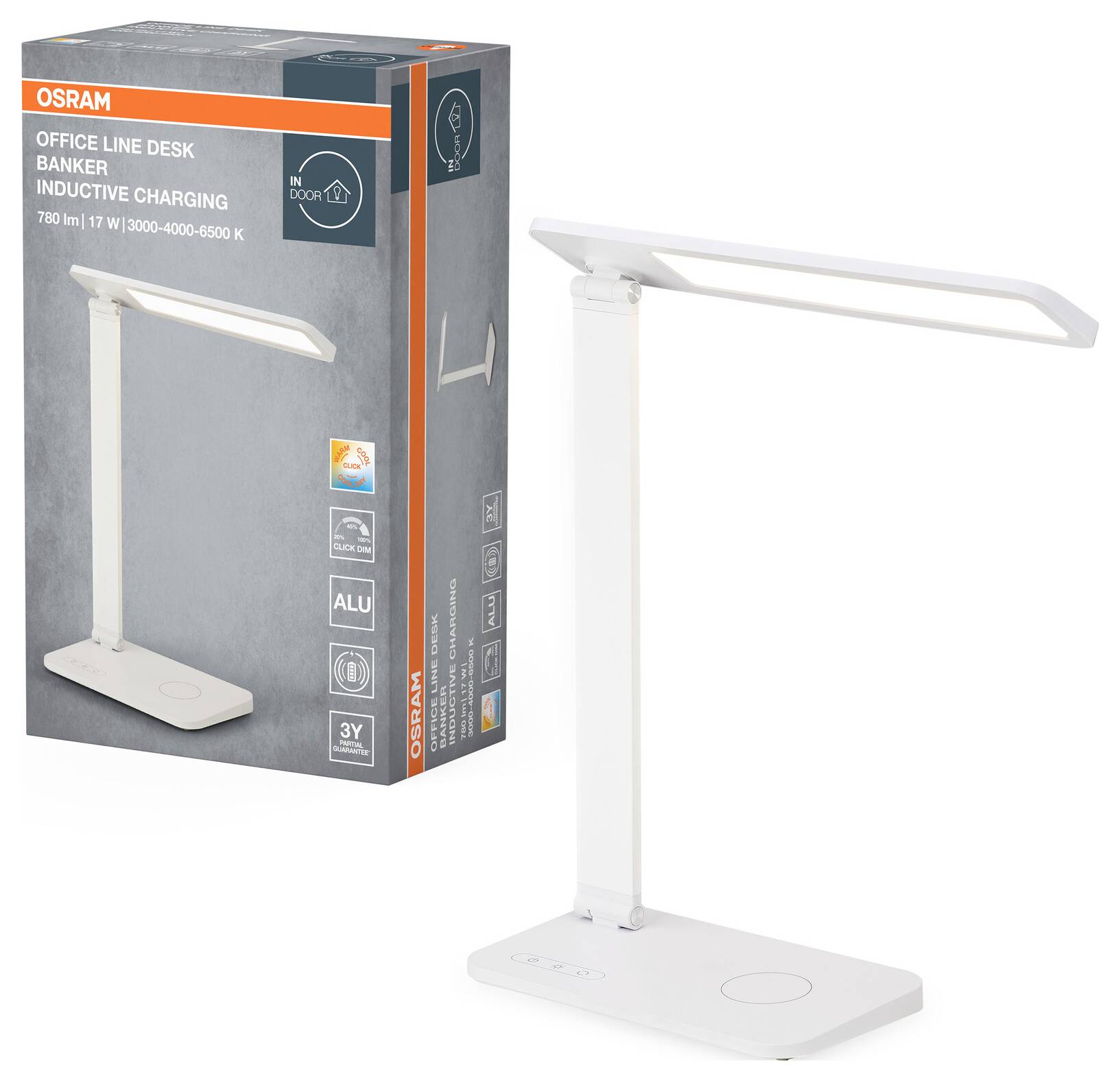 OSRAM HOMELIGHTING Office Line Desk Banker Inductive Charging 17W CCT Dimmable White 4099854464232 Lámpara de escritorio-1